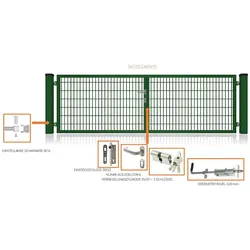Fa-Bausysteme Doppelflügeltor Moosgrün 5500 x 1800 mm