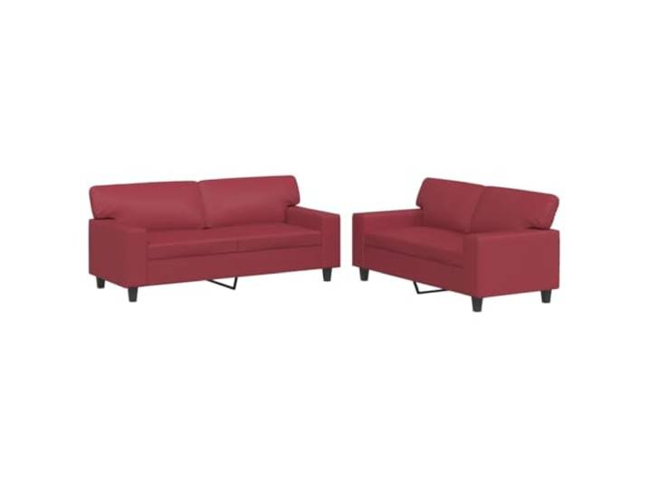 Todiikf 2-TLG Sofagarnitur Weinrot 2-Sitzer Couch Set Kunstleder Elegantes Polstermöbel Set für Wohnzimmer und Büro, pflegeleichte Oberfläche, stabile Metallbeine und weiche Kissen.
