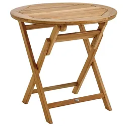 Gartenesstisch Turin aus Teakholz rund, klassisch, natur, klappbar, Ø 80 cm, für 2–4 Personen