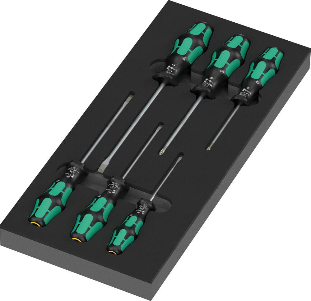 Wera 9718 Schuimrubberinlegger voor schroevendraaiers, Kraftform Serie 300, set van 2 met 7-delige gereedschapset