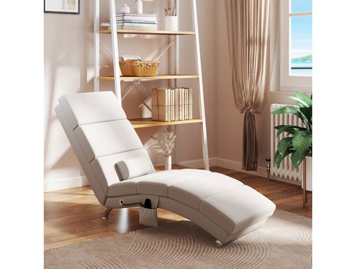 HOMCOM Fauteuil Relax Massage Chauffant avec Télécommande Crème