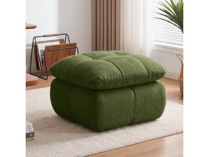 VILUXE 2-Sitzer Sofa Chenille Tiefsitz (Grün, 1 Hockern) Modulsofa Tiefsitz, Chenille 32D Schaumstoff, Wohnzimmer Schlafzimmer Wohnung, Paare Familien