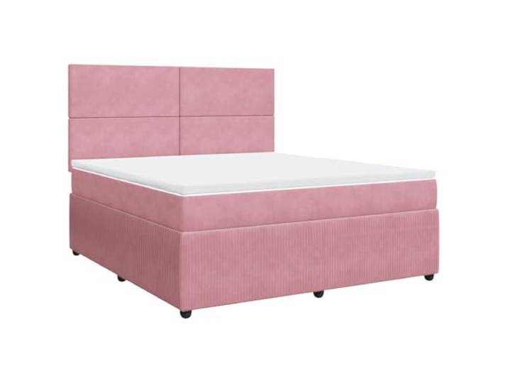 KKgypkn Boxspringbett 180x200 cm Rosa mit Taschenfederkernmatratze und Samtstoff, höhenverstellbares Kopfteil