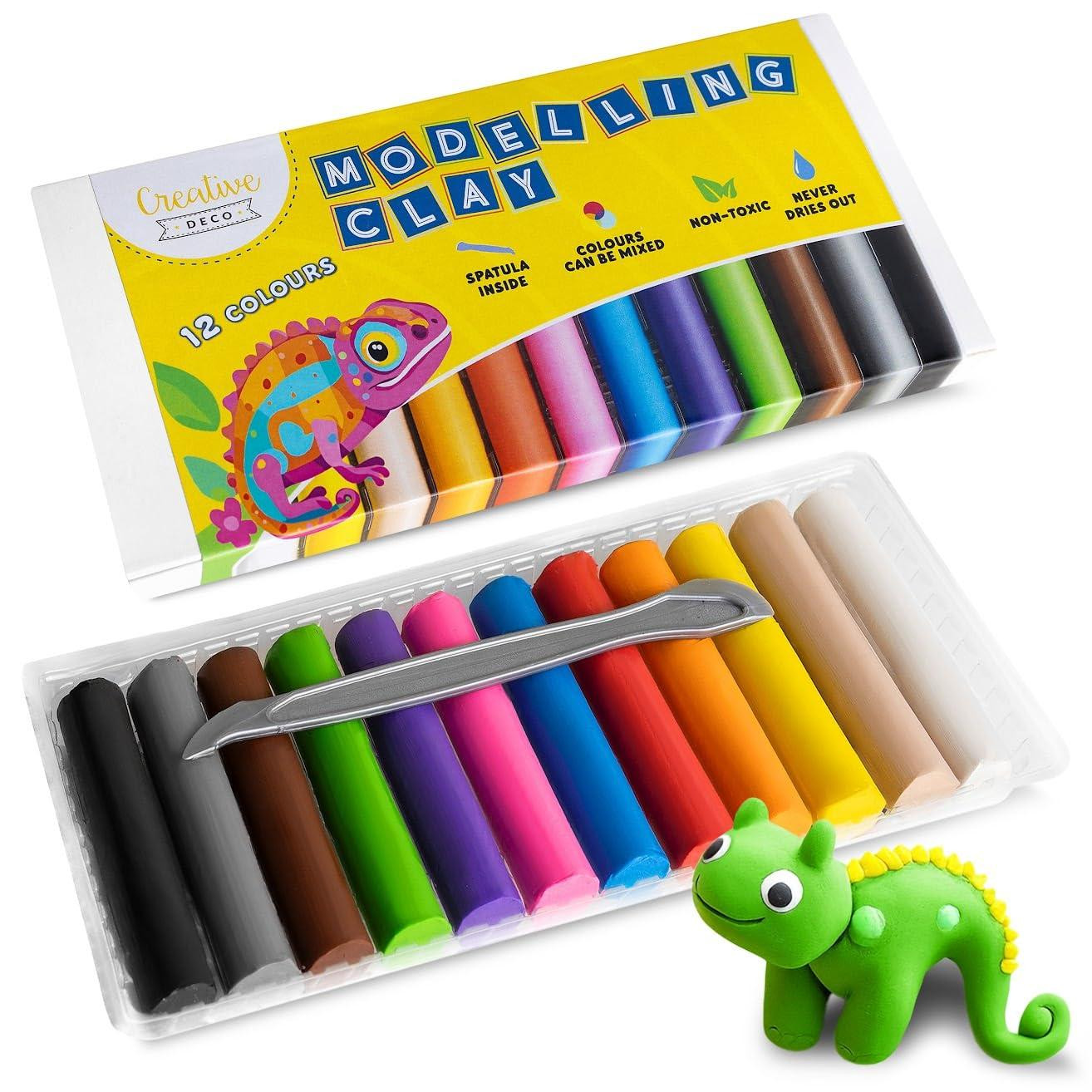 Creative Deco Plasticine voor kinderen, 12 kleuren, 1600 g