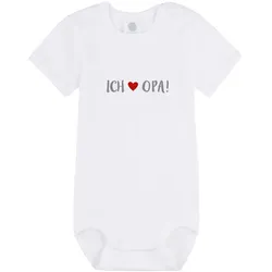 Sanetta Baby Body, Kurzarm, Strampler mit Aufdruck "Ich mag Opa" Weiß / 80