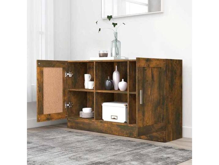 Marron Buffet & bahut contemporain，Buffet Chêne fumé 120x30 5x70 cm Bois d'ingénierie FR&5934
