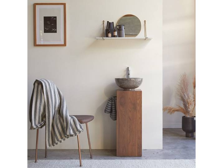 Waschtisch-Unterschrank aus massivem Nussbaumholz links Stelle - Dunkelbraun - Walnut