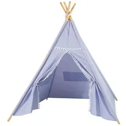 Luxuriöses Tipi-Zelt in Blau mit Lichtern, 128 cm