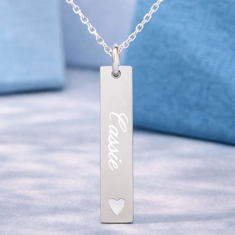 Ocadeau Collier plaque verticale coeur argent