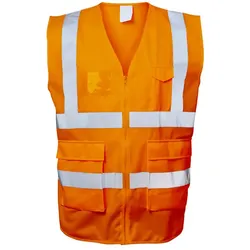 Polyester-Warnweste "BASIC" Kl. 2 mit Taschen - L - Orange