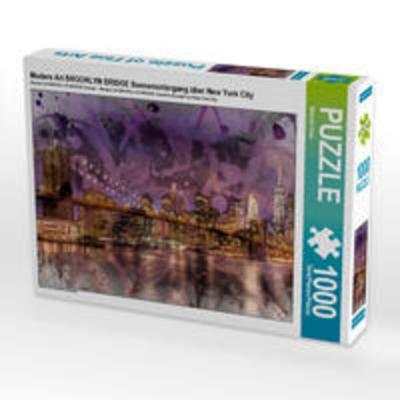 CALVENDO Puzzle Modern Art BROOKLYN BRIDGE Sonnenuntergang über New York City 1000 Teile Lege-Größe 64 x 48 cm Foto-Puzzle Bild von Melanie Viola