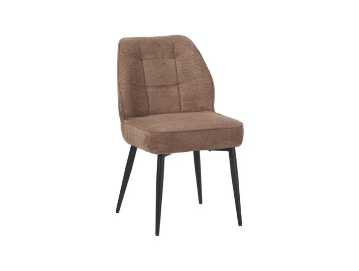 LABEL51 Eetkamerstoel Liam - Taupe - Geweven - Zwart Metalen Frame