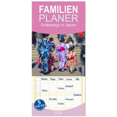 Familienplaner 2026 - Unterwegs in Japan mit 5 Spalten (Wandkalender, 21 x 45 cm) CALVENDO