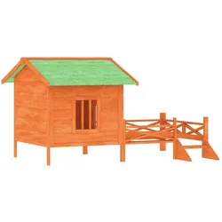 vidaXL Hundehütte Braun 159x120x88,5 cm Massivholz Kiefer (Hundehütte), Hundehütte