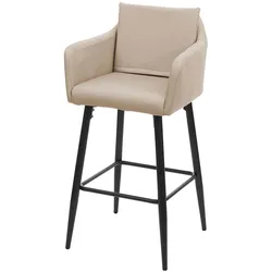 Décoshop26 - Barhocker hoher Tresenstuhl mit Metallfußstütze taupefarbener Kunstledersitz modernes Design 04_0005293