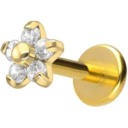 Titan Labret mit Push Fit BLUME MIT 5 KRISTALLEN