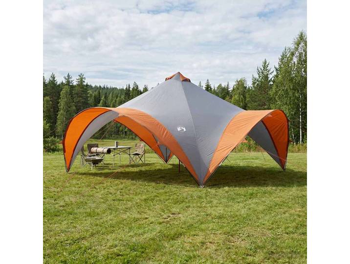 vidaXL Party-Zelt Grau und Orange 600 x 600 x 400 cm
