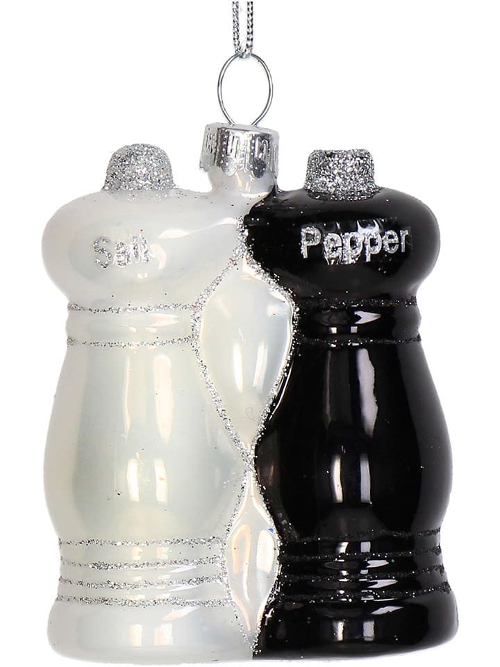 Kersten Christbaumkugel ''Pepper & Salt'' in Weiß/ Schwarz - (H)7,6 cm - onesize