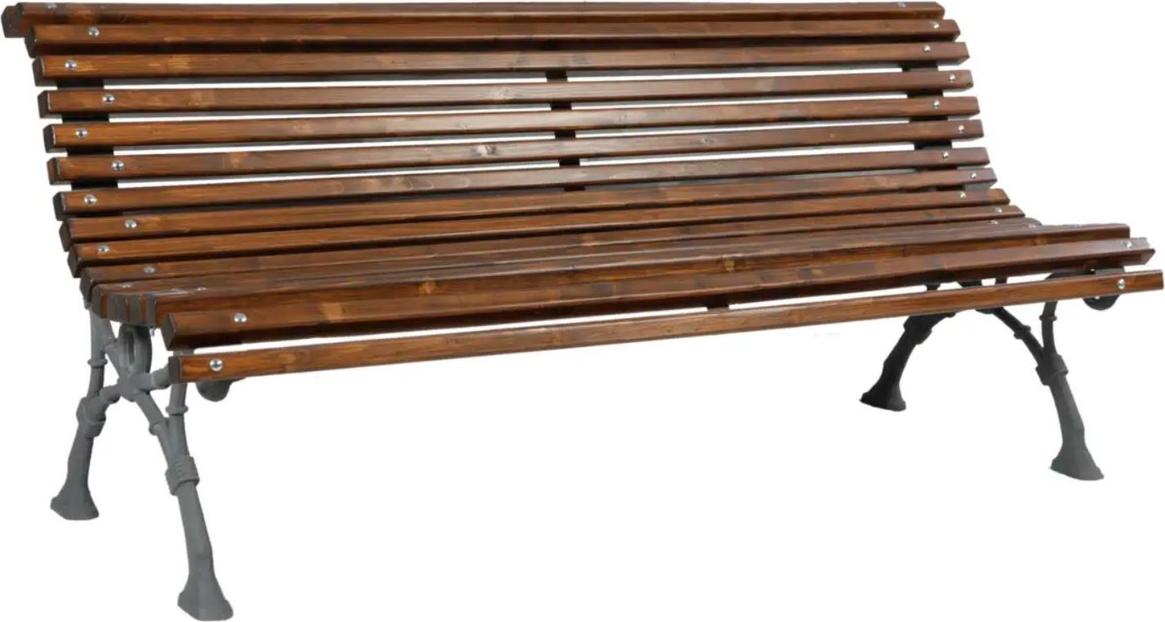 Casa Padrino Parkbank - Stadtbank mit Rückenlehne Dunkelbraun / Grau 180 cm - Garten Möbel