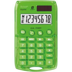 Rebell Taschenrechner Starlet, grün, 8-stelliges LC-Display, Solar- & Batteriebetrieb