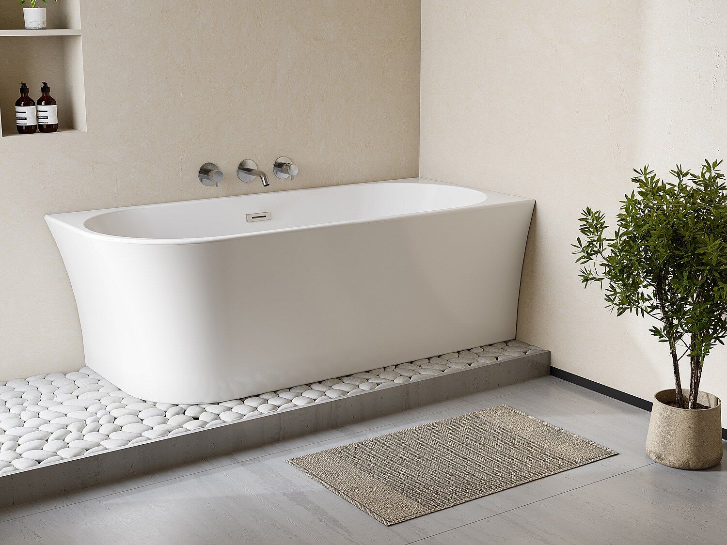 Unique Bañera de esquina - 150 x 75 x 59 cm - Acrílico - Blanca - Esquina derecha - 201 L - PONTICOLA