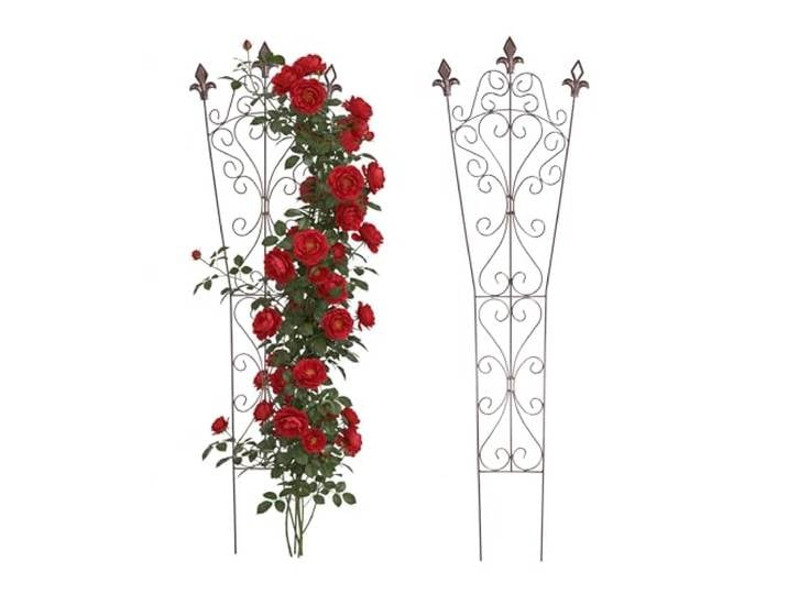 Relaxdays Treillis\, Lot de 2\, HxL 115x32 cm\, Vintage\, métal\, Support Plantes grimpantes\, Jardin\, Pots\, Marron