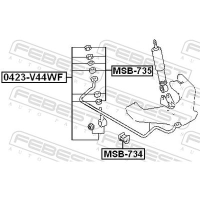 FEBEST Montagesatz, Stabilisatorstange/-Strebe Vorderachse beidseitig MSB-735 für MITSUBISHI