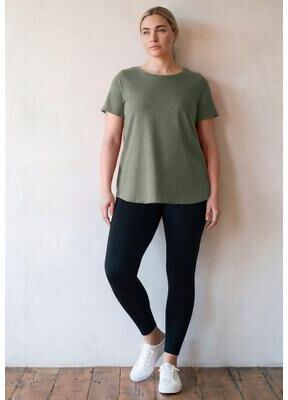 Plus Size Women's Signature Short Sleeve Tee by Avenue in Olive Green (Size 16)