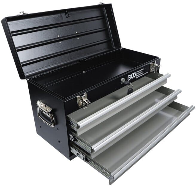 Caisse à outils métallique, vide 3 tiroirs BGS ; BGS technic (3312)