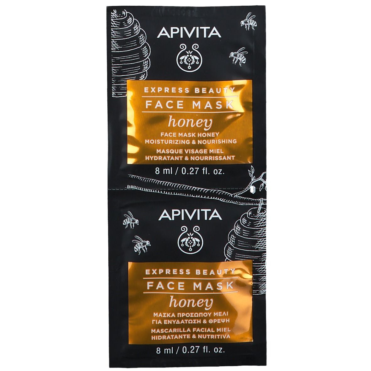 Apivita Express Beauty Gelaatsmasker Honing 2x8 ml Gesichtsmaske