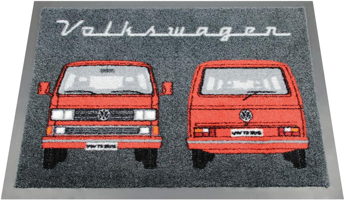 Volkswagen T3 Bulli deurmat - Retro bus design - Rood - 70 x 50 cm