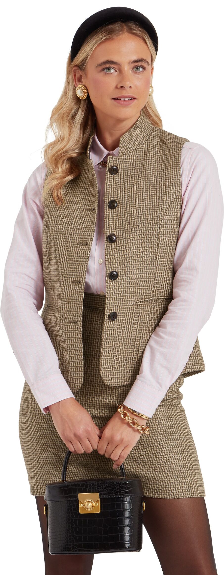 Schöffel Country Millport Tweed Nehru Waistcoat - Brown - Size UK18 - Women