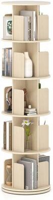 1/2PCS 5-Tier Rotating Bookshelf Narrow Display Rack w/Dividers
