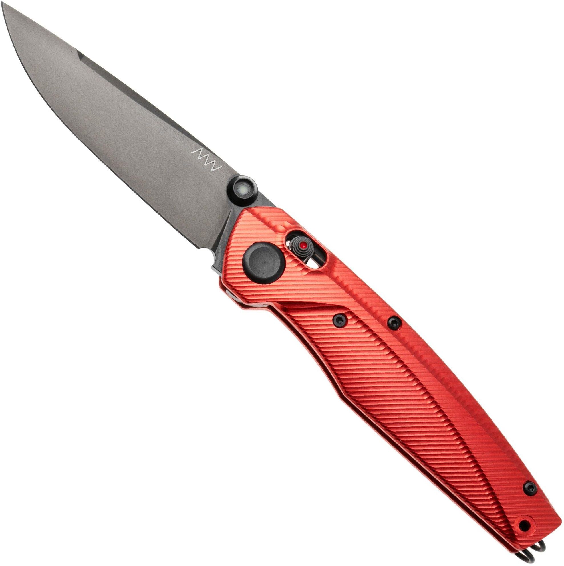 ANV: Acta Non Verba ANV A100 BB, A100-029, Black DLC Sleipner, Red Aluminium coltello da tasca
