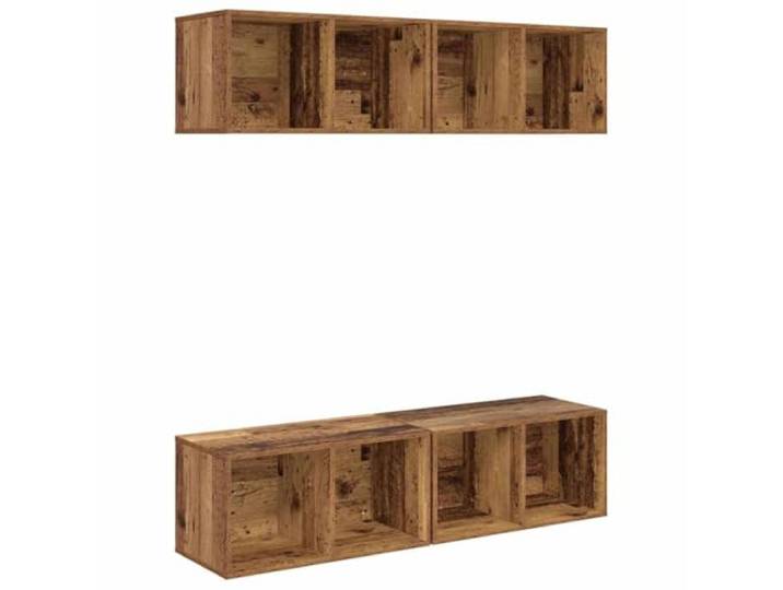 LMTYOENFG 4er Set Wand TV Schrank Altholz-Optik 37x37x72 cm Holzwerkstoff Platzsparende Hängeschränke für Wohnzimmer und Schlafzimmer, flexible Ablage für Receiver, Bücher und Dekoration.