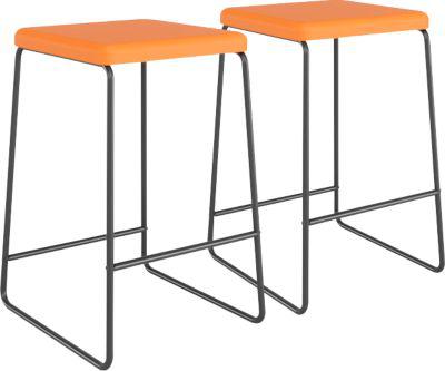 meet by Paperflow Barhocker Medso, Kunstleder/Metall, Sitzhöhe 75 cm, orange/mattschwarz, 2er-Set