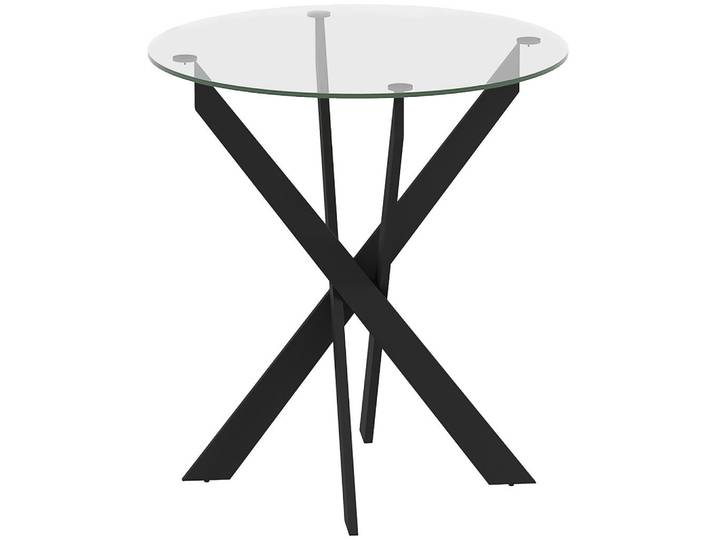 Homcom Esstisch, Rund Küchentisch für 4 Personen Esszimmertisch mit Stahlbeinen Schwarz, Metall, X-Form, 70x75x70 cm, Esszimmer, Esstische