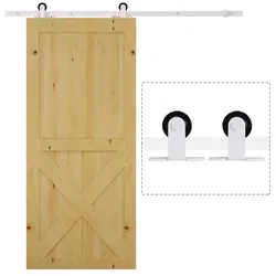 SCHIEBETÜREN-BESCHLAGSATZ 183 cm Komplett-Set mit Schienen, Rollen Weiß