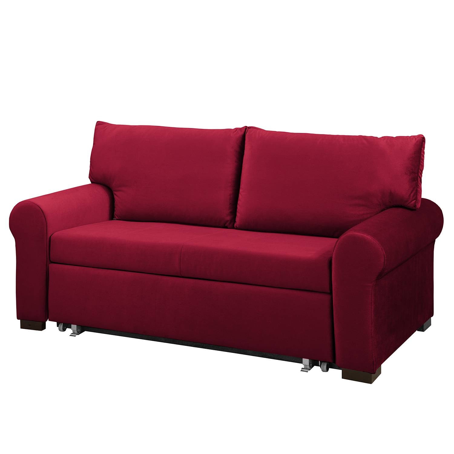 home24 Slaapbank Krysia Country Deluxe rood velours met slaapfunctie