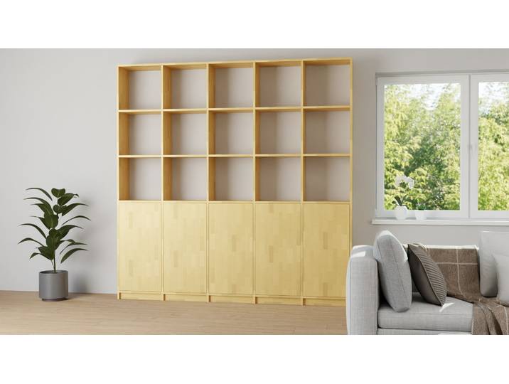 Schlichtes Regalsystem - Als Bücherregal o. Wohnzimmerschrank mit vielen Optionen Buche Natur geölt
