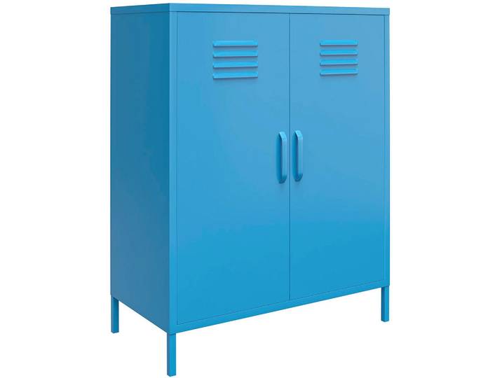 Mid.you Highboard Cache, Blau, Metall, Uni, 2 Fächer, 80x101x40 cm, stehend, Wohnzimmer, Kommoden & Sideboards, Highboards