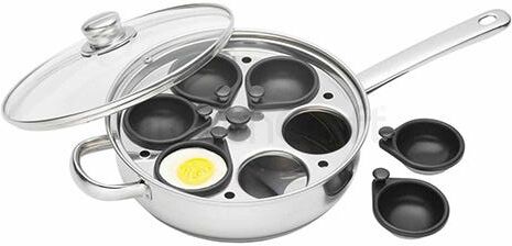 KitchenCraft Stainless Steel 28cm Six Hole Egg Poacher