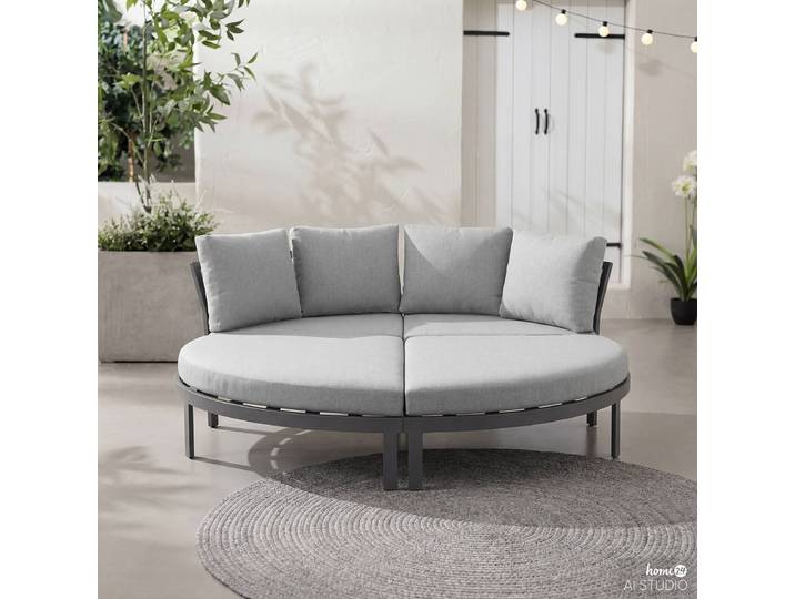 Verstellbares Daybed Nestro Webstoff Grau/Grau 194 x 80 x 200cm