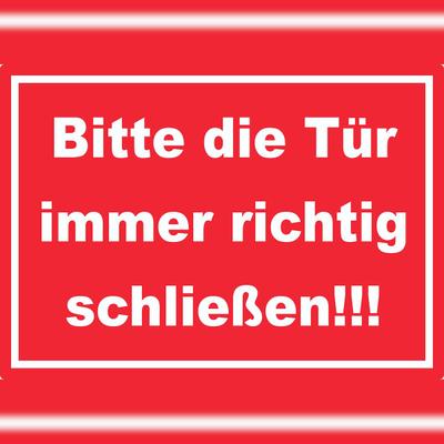 HB-Druck Aufkleber Bitte die Tür immer richtig weiss-rot A4 (210x297mm)
