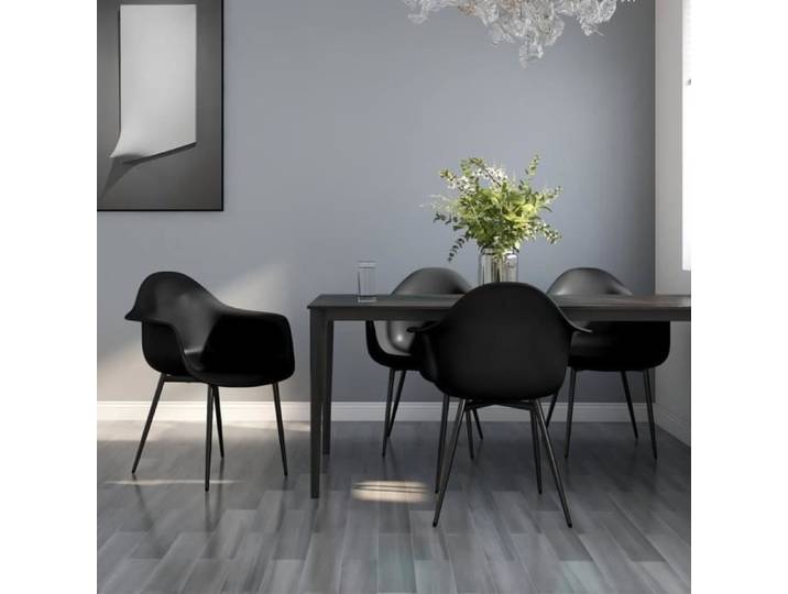 Chaises de salle à manger - VIDAXL - 4 pcs - Noir - Polypropylène - Design contemporain