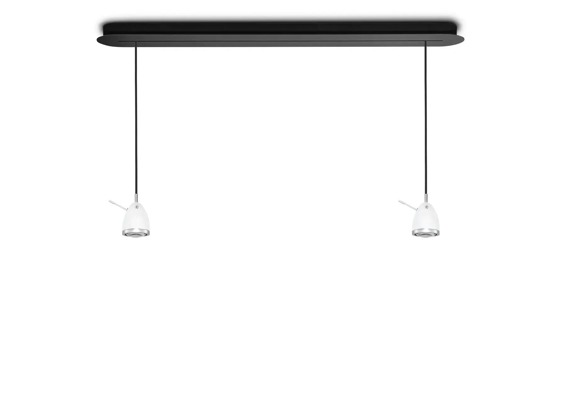 Less´n´more YLUX LED-2er-Pendelleuchte, Schiene 119 cm, Kopf Weiß, Dali Y-2PL-1190-D-KWM 4251908544585