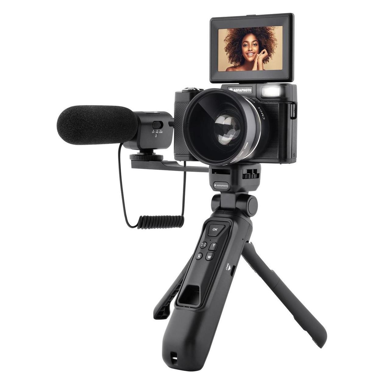 Agfaphoto Vlog-Set: Digitalkamera mit 24 MP, 4K-Kamera VLG-4K + Fernbedienung / VLG-4K S (24 Mpx) (SB11950)