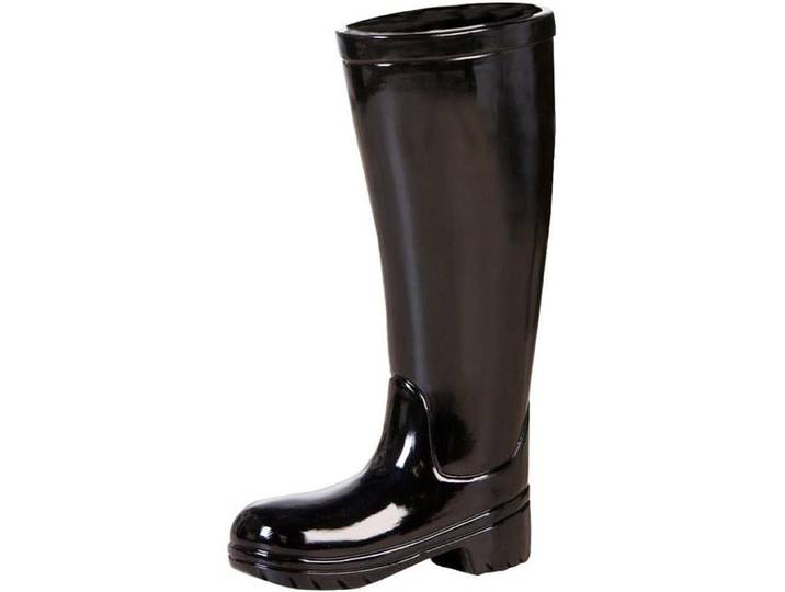 Schirmständer CASABLANCA BY GILDE Schirmständer Gummistiefel Stiefel schwarz H. 45 cm , schwarz, B:26cm H:45cm T:11cm, Keramik, Regenschirmständer, Schirmständer, Glasierte Keramik, europäische Fertigung, Regenschirmständer