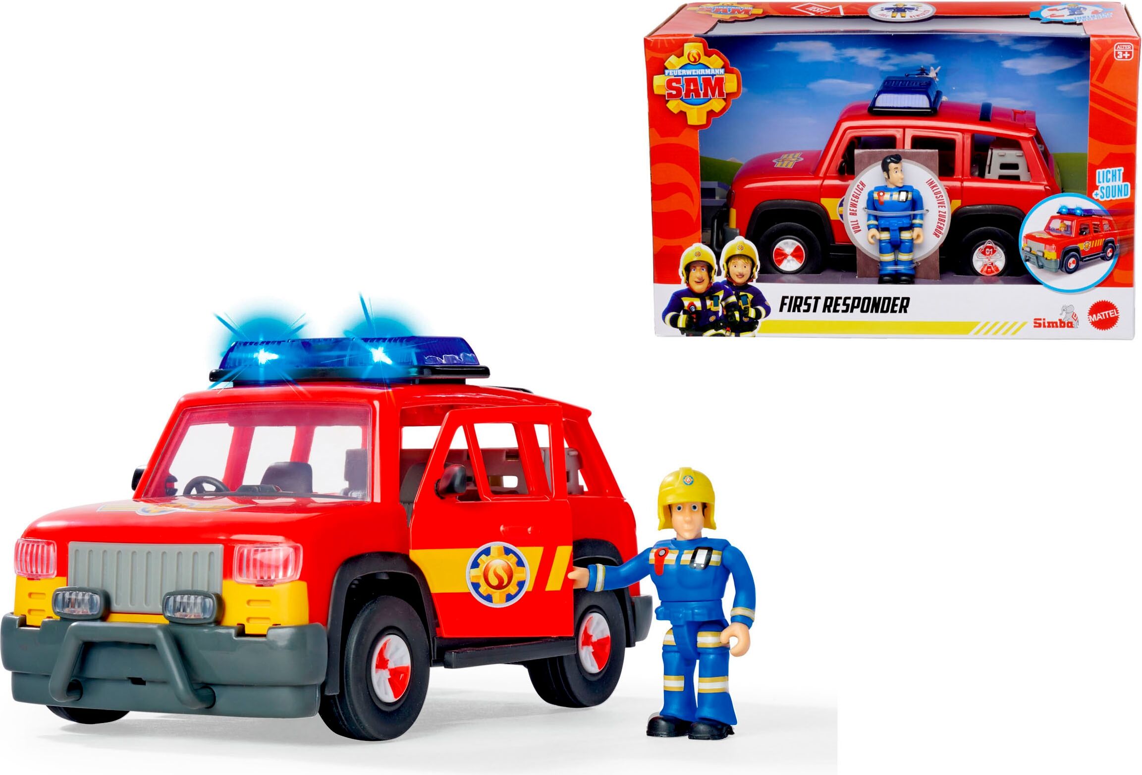 Spielzeug-Feuerwehr SIMBA "Sam First Responder Fahrzeug", rot, Spielzeugfahrzeuge, KinderB:19cm, Kunststoff, Spielzeug-Feuerwehr, mit Licht und Sound, B:19cm