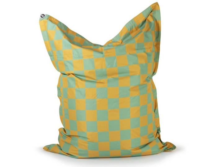 Lumaland Sitzsack XXL-Sitzsack Karo 380L senfgelb/pastellgrün, mit EPS-Perlen - out- & indoor - wasserfest
